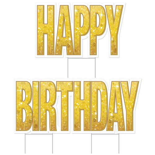 Plas Jumbo Happy Birthday Yard Sign Set