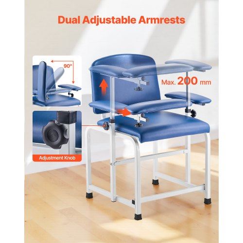 Phlebotomy Chair Blood Draw Chair with Adjustable Armrests and Flip Arm