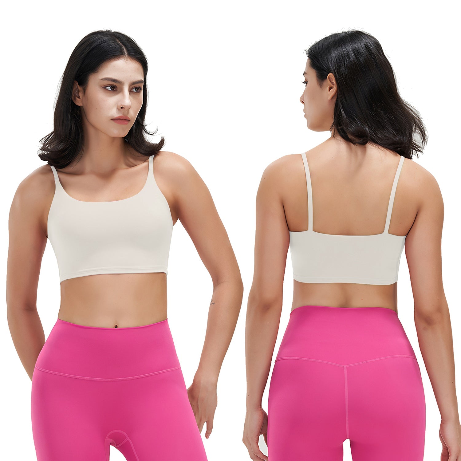 Women Strap Sport Bras Padded Strappy Crop Square Neck Low Impact Bras Sexy