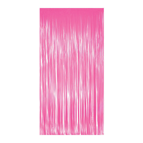 Beistle 1-Ply Plastic Fringe Curtain - Neon Pink - General Occasion | Party