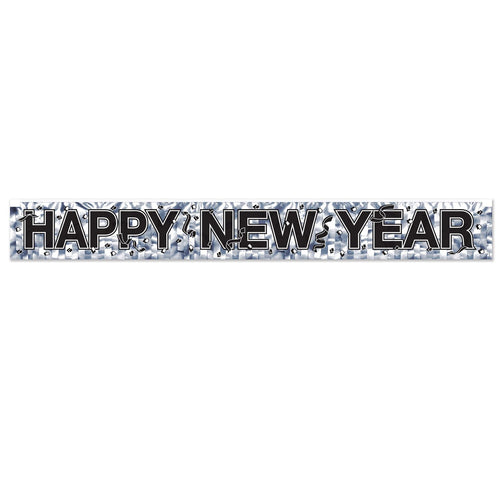 Beistle Silver Metallic Happy New Year Fringe Banner - New Years | Party