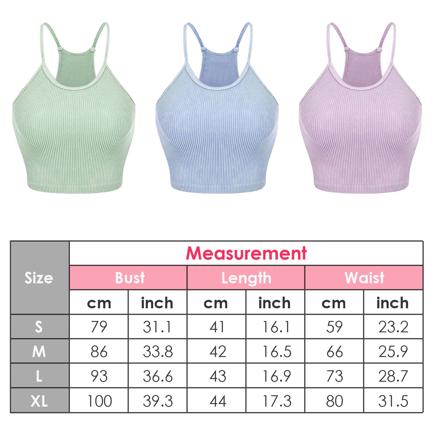 3 Pack Women Crop Basic Tank Top Ribbed Knit Sleeveless Round Neck 9 Color
