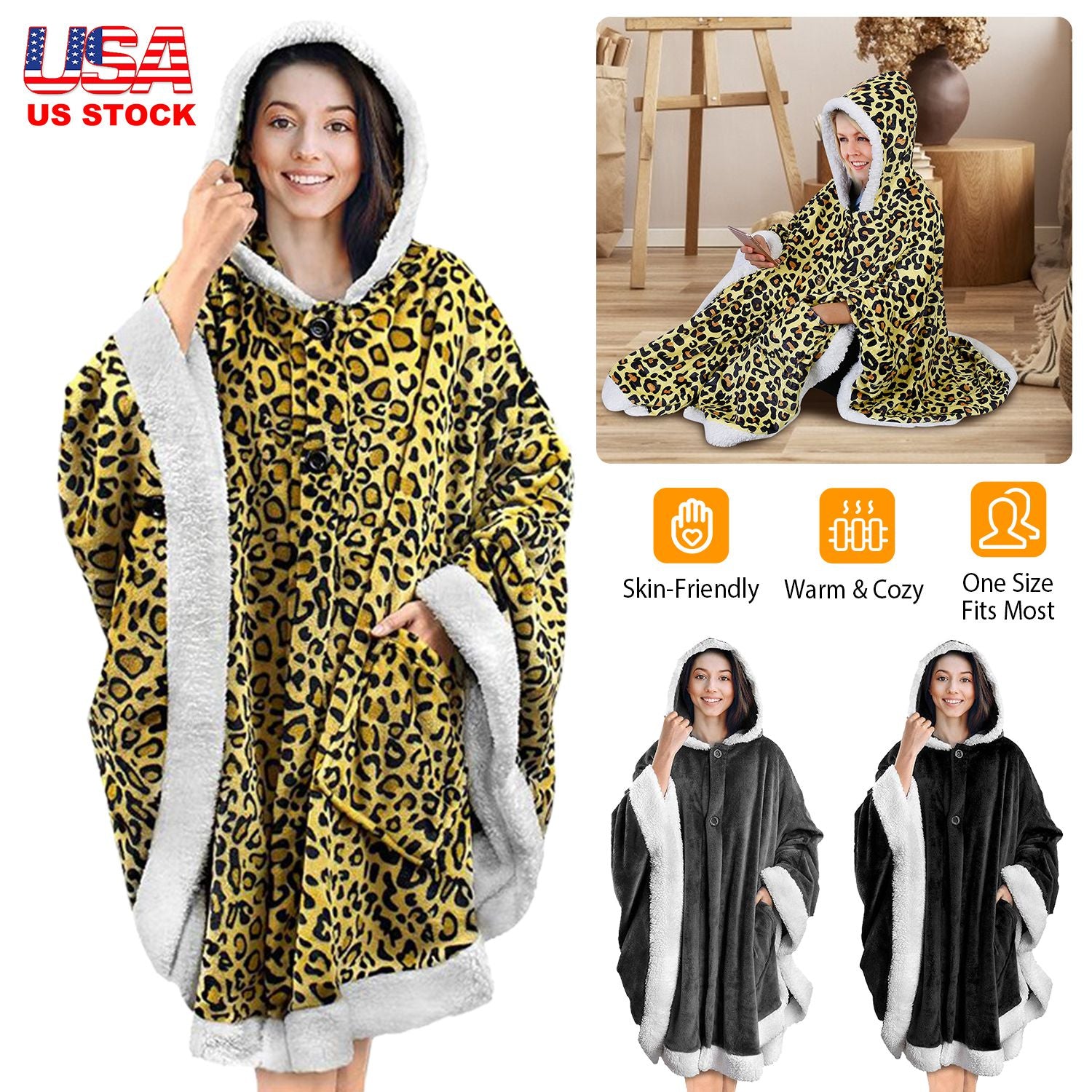 Hoodie Blanket Wrap Wearable Hoodie Snuggle Robe Sweatshirt Soft Lined Cuddle