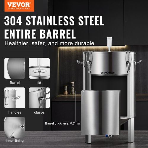 304 Stainless Steel Kettle 16 GALLON Beer Brew Fermentor Brew Bucket Ferment
