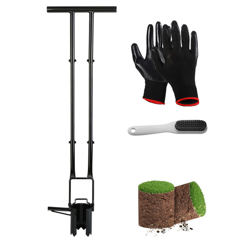 5 In 1 Bulb Planter Tool Long Handle Gardening Bulb Transplanter with Gloves