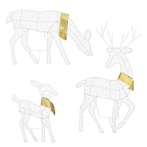3 Sets of Reindeer Family Lighted 2D Christmas Deer Decoration Warm Yellow