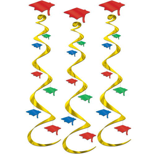 Beistle Multi-Color Graduation Cap Whirls | Party Supply | Decoration