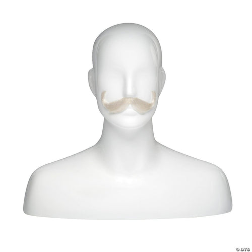 Mens Synthetic Discount Handlebar Mustache | White