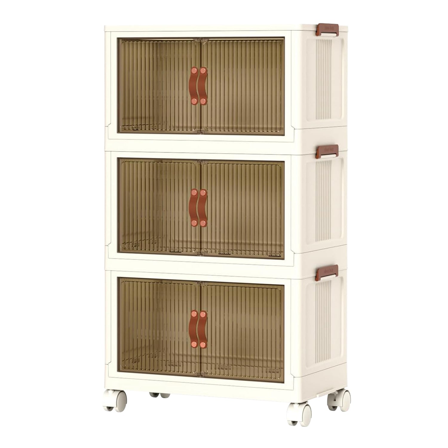 3Pcs Foldable Storage Bins with Lid Front Magnetic Door Collapsible Stackab 8650
