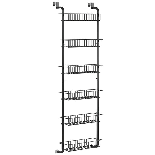 6 Tier Over Door Pantry Organizer Hanging Hooks Door Storage Rack Carbon Steel