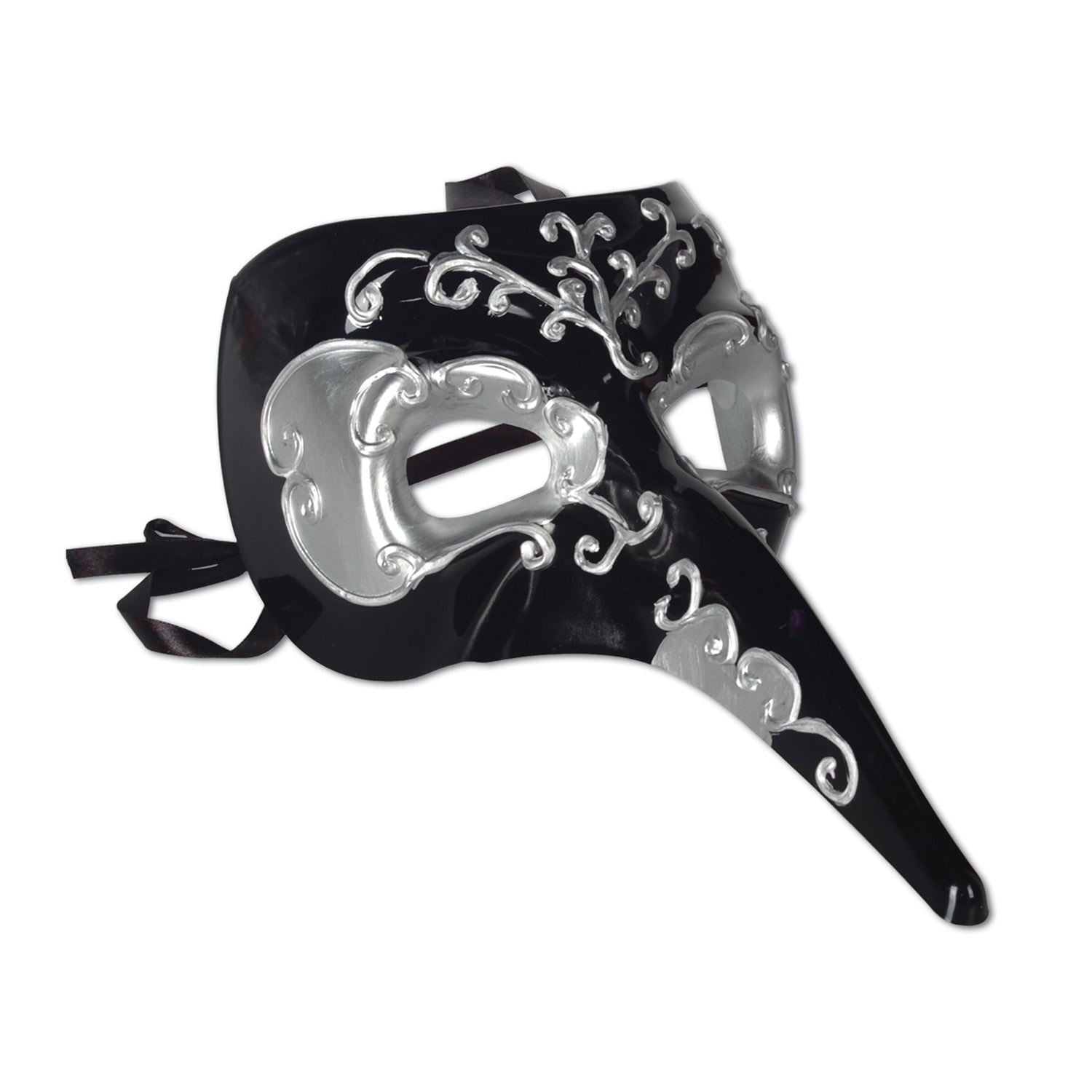Beistle Black and Silver Long Nose Mask - Mardi Gras | Party Supply