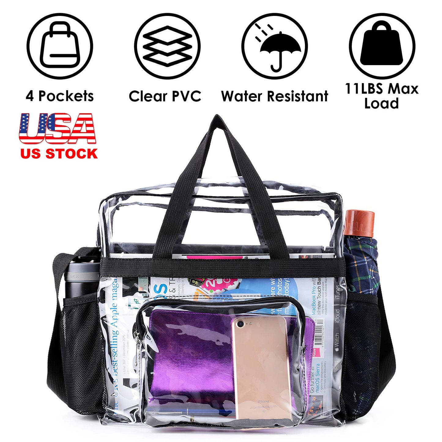 Clear Crossbody Bag Stadium Approved Clear Transparent Shoulder Bag See Through