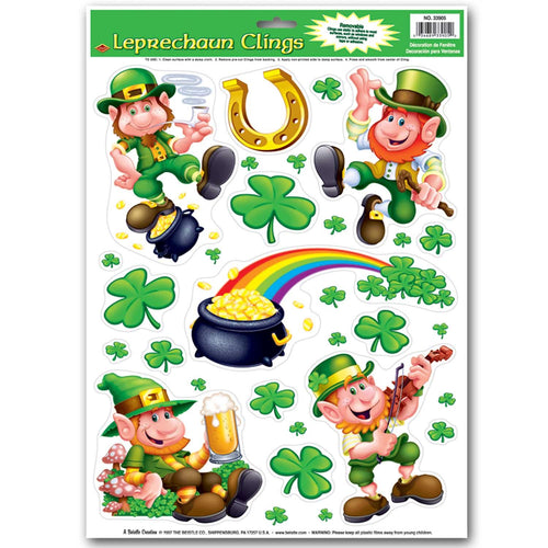 Beistle Leprechaun/Shamrock Window Clings - St. Patricks | Party Supply