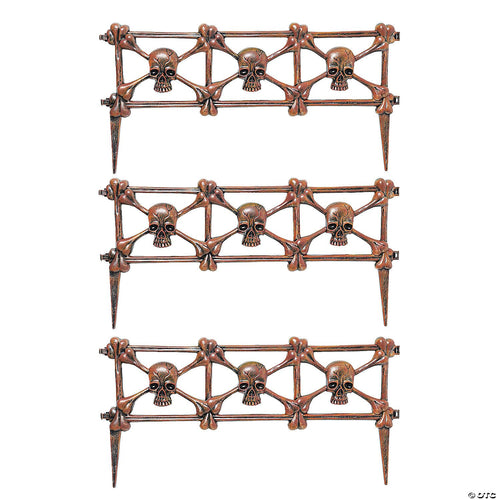 Rust Skull Graveyard Fence Halloween Decoration