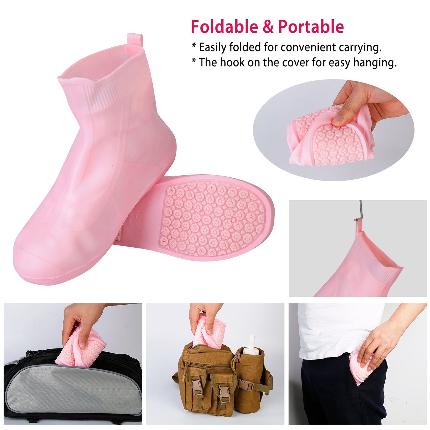 Waterproof Shoe Covers Reusable Not-Slip Rain Shoe Covers Protectors Foldable