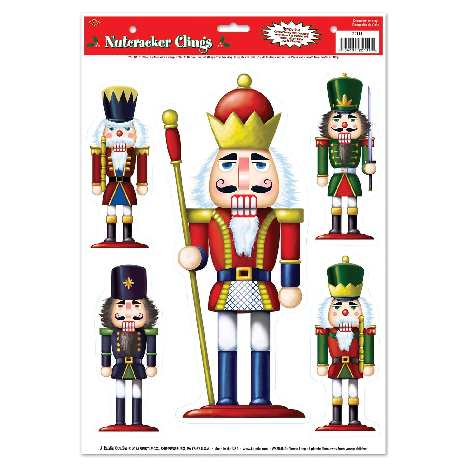 Beistle Nutcracker Clings - Christmas/Winter | Party Supply | Decoration