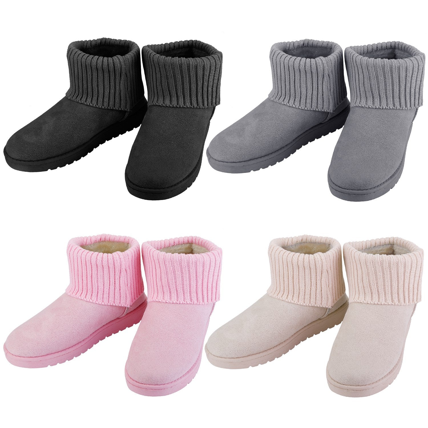 Women Lady Snow Boots Suede Mid-Calf Boot Shoe Short Plush Warm Lining Shoes w/