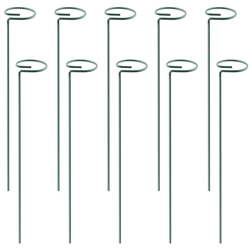 10Pcs 10in Plant Support Stakes Garden Flower Single Stem Support Stake Iron