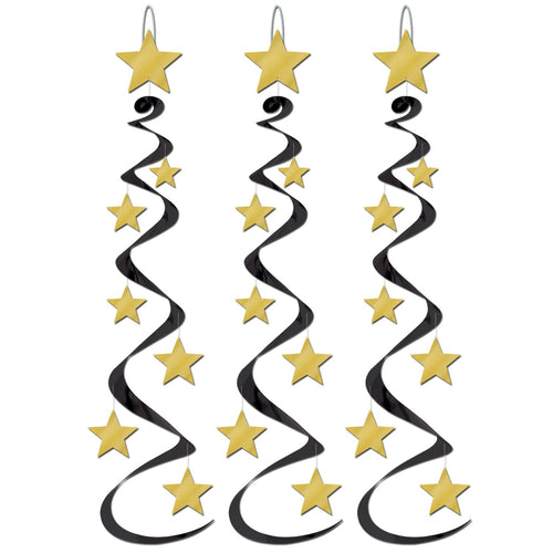 Beistle Black and Gold Star Whirls - New Years | Party Supply | Decoration