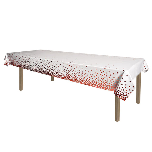 Beistle Metallic Polka Dots Tablecover - Rose Gold - General Occasion | Party