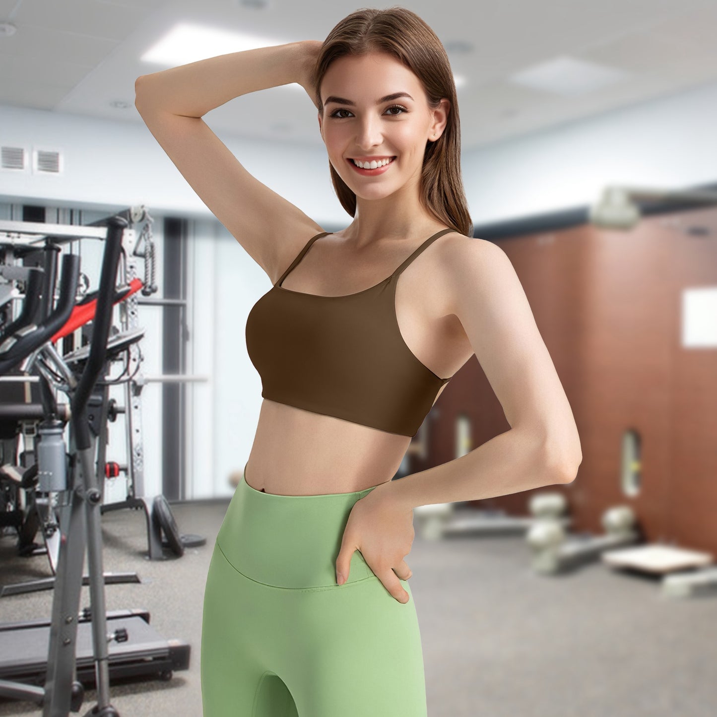 Women Cross Back Sport Bras Padded Strappy Crop Open Back Low Impact Bras Sexy