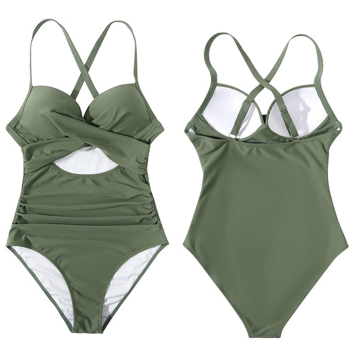 Women’s One Piece Swimsuit Beachwear Swimwear Tummy Control Cutout High Wai 6746