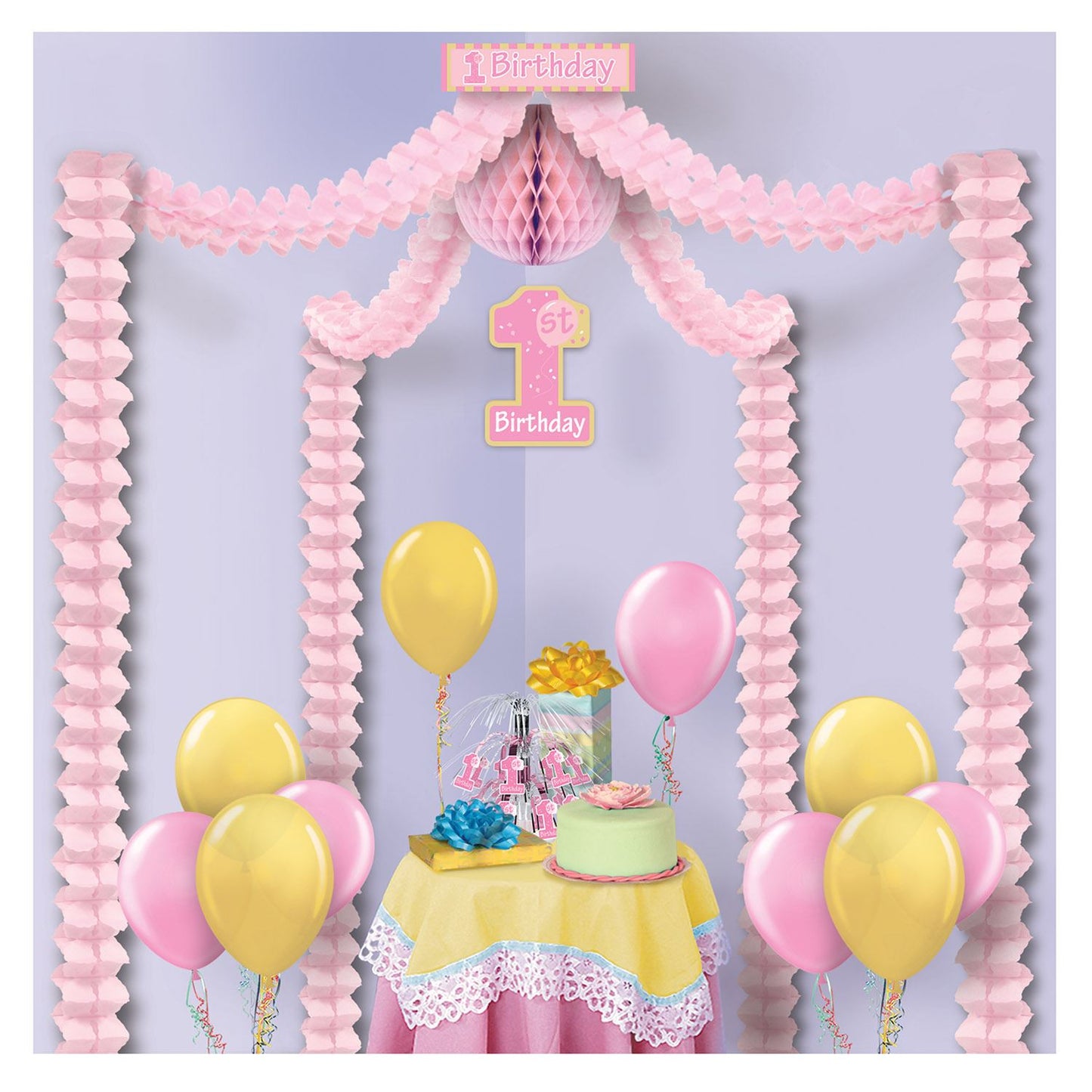 Beistle 1st Birthday Party Canopy - Pink | Party Supply | Decoration | Favor