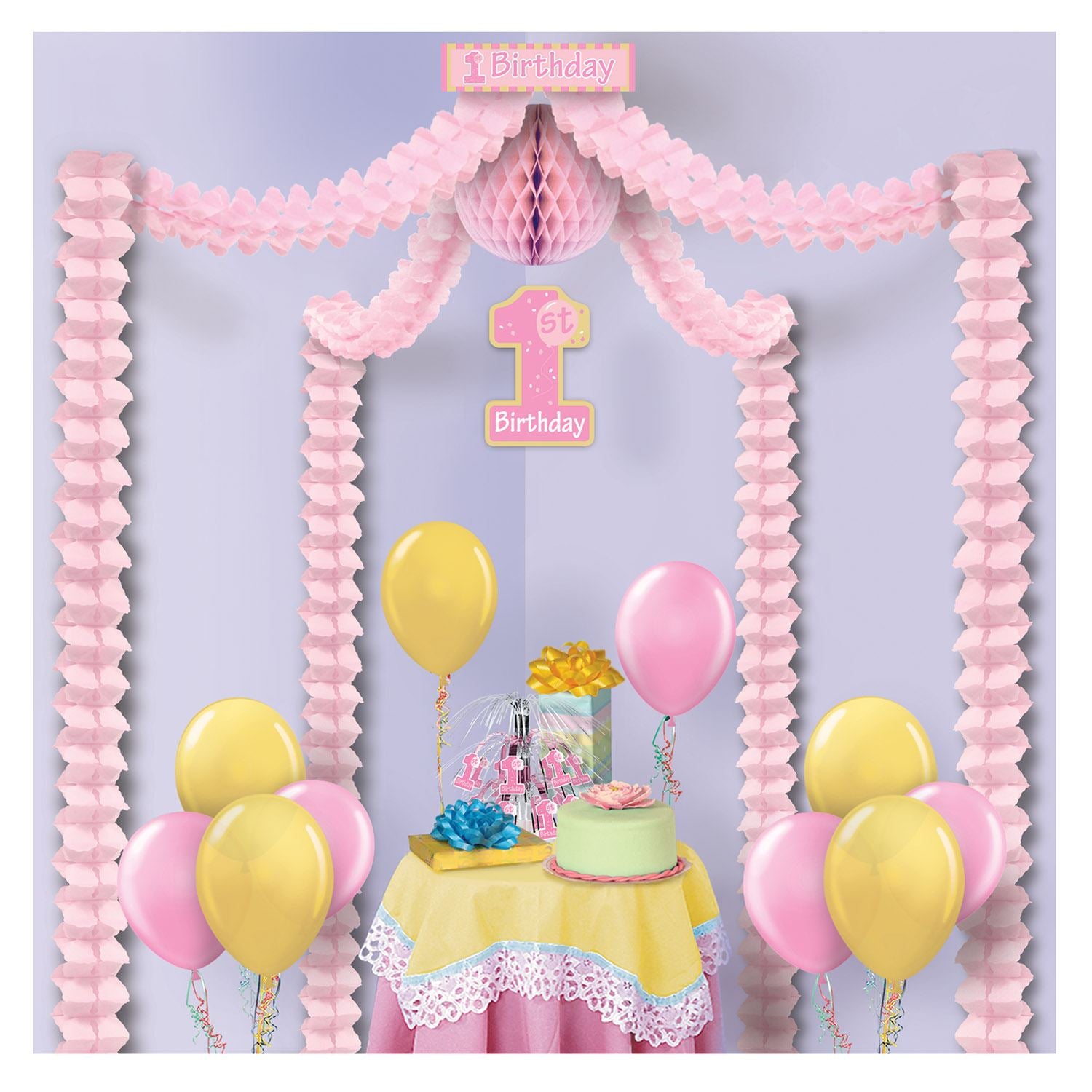 Beistle 1st Birthday Party Canopy - Pink | Party Supply | Decoration | Favor