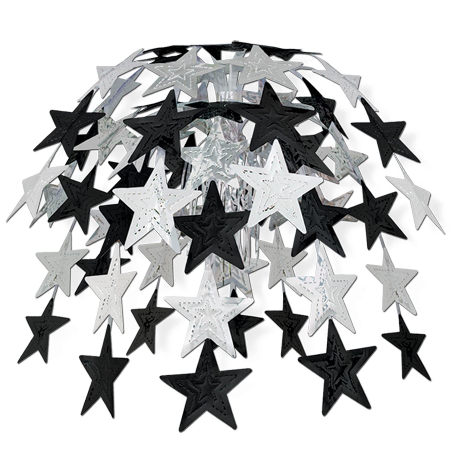 Beistle Black and Silver Star Cascade - New Years | Party Supply | Decoration