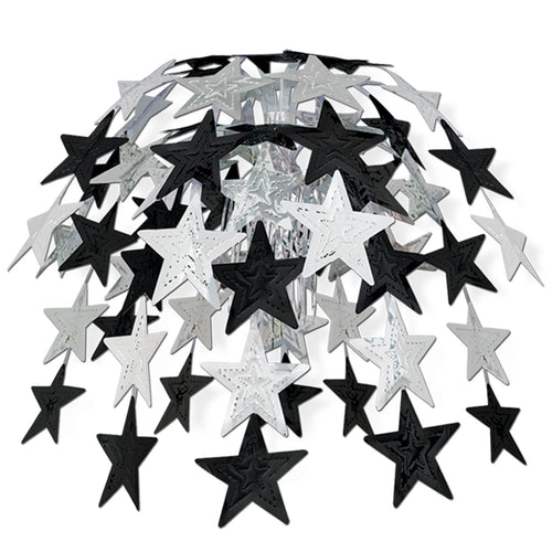Beistle Black and Silver Star Cascade - New Years | Party Supply | Decoration