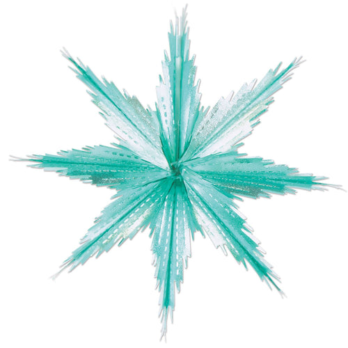Beistle 2-Tone Metallic Snowflakes (Turquoise & Silver) - Christmas/Winter