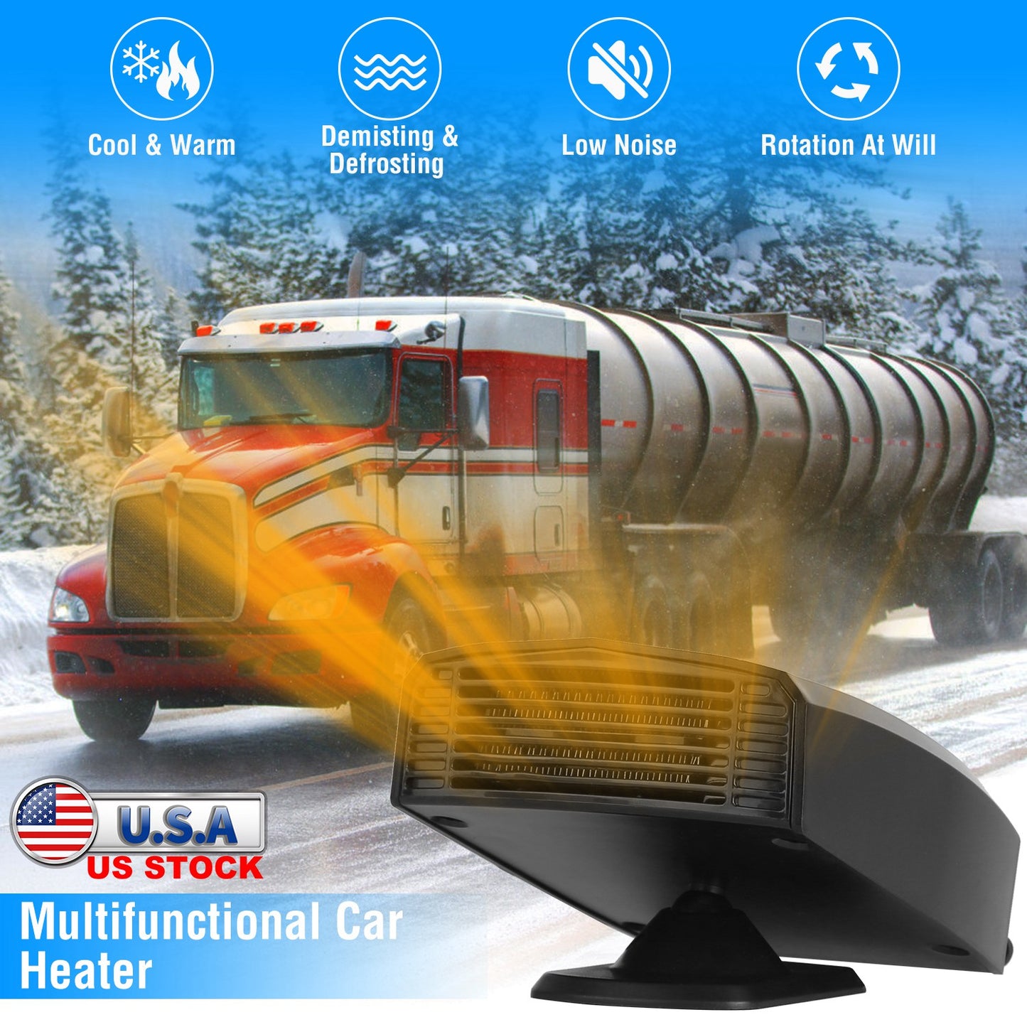12V 150W Portable Car Heater Heating Fan 2 in 1 Defroster Defogger Demister
