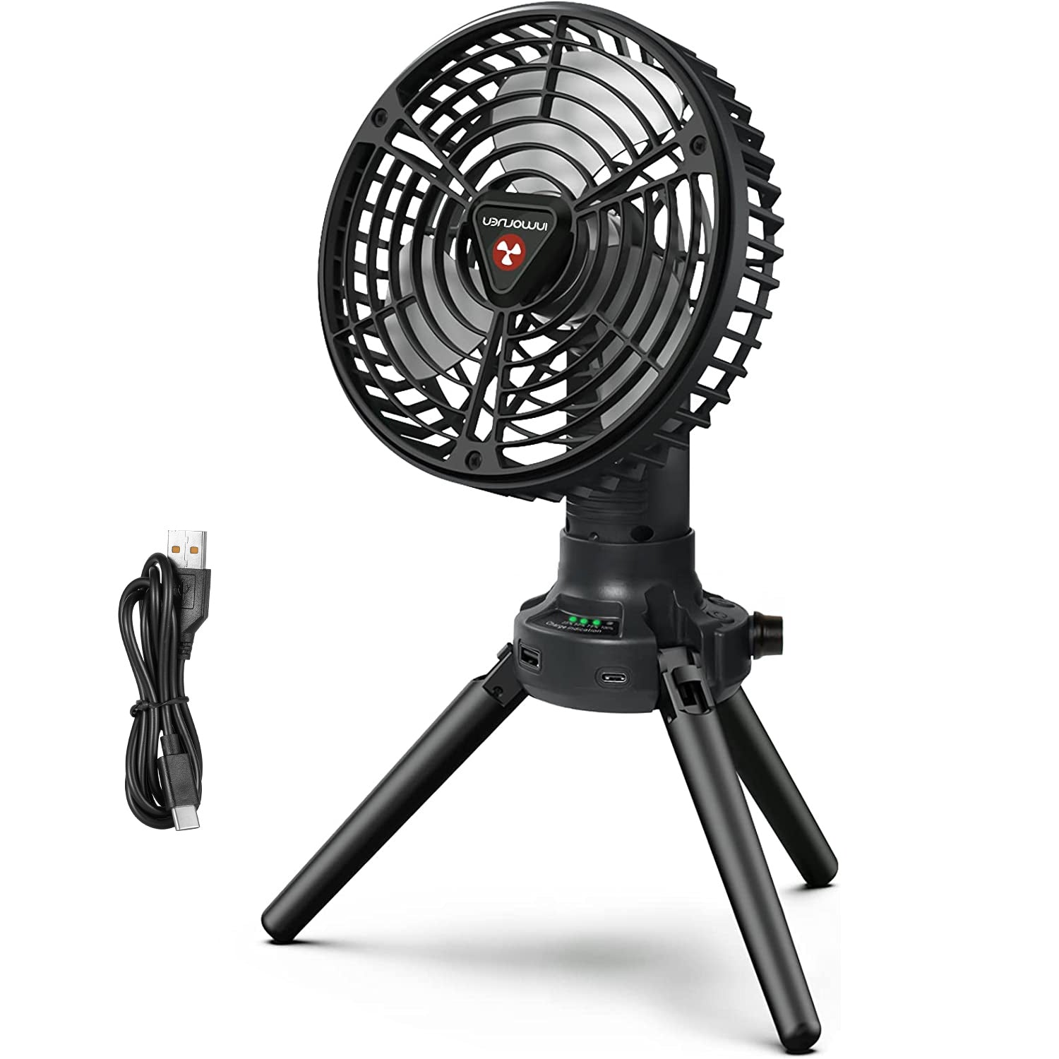 Foldable Camping Fan with Emergency Power Bank 270° Oscillating Rechargeable