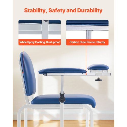 Phlebotomy Chair Blood Draw Chair with Adjustable Armrests and Flip Arm