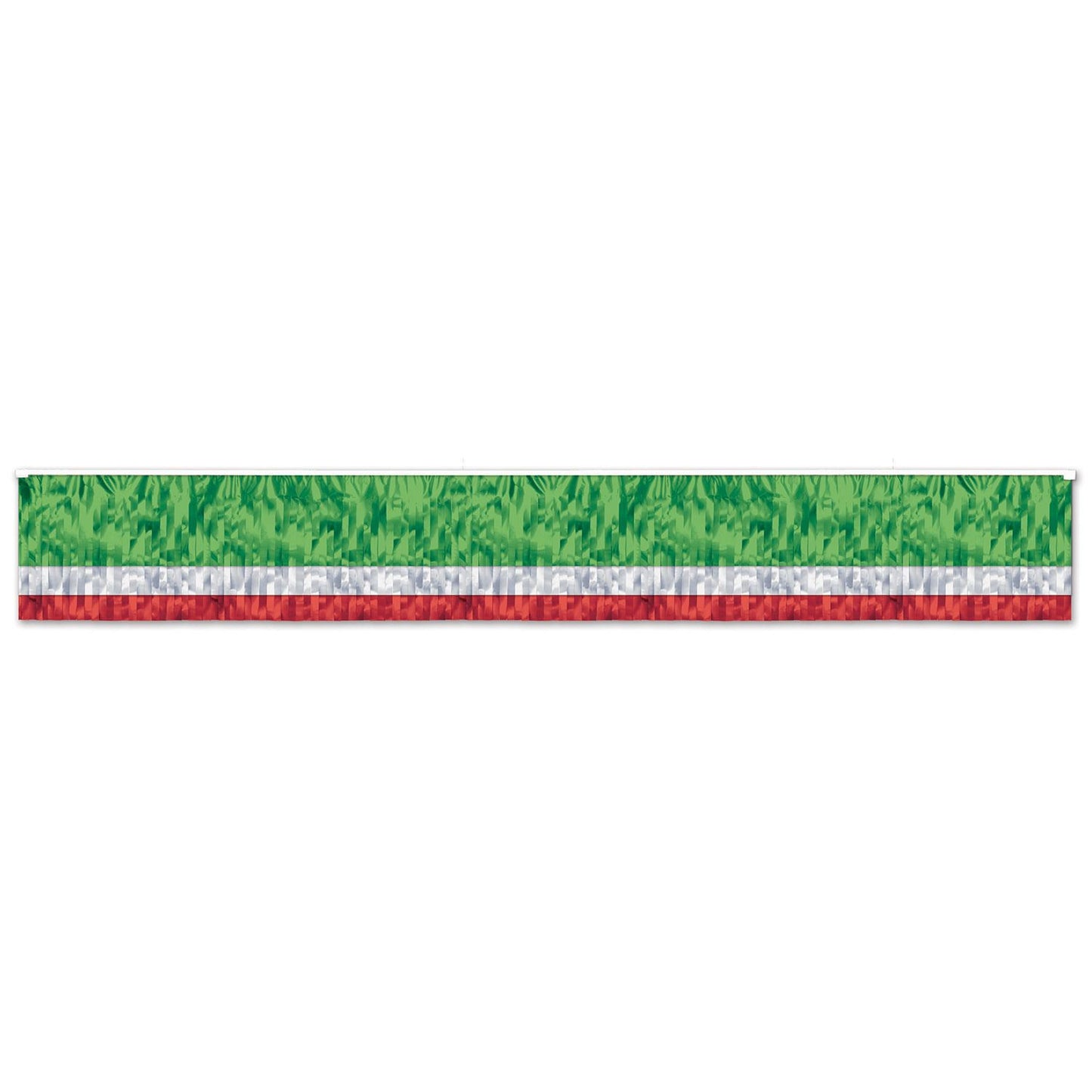 Beistle 3-Ply FR Metallic Fringe Drape (Red, White, & Green) - Fiesta/Cinco de
