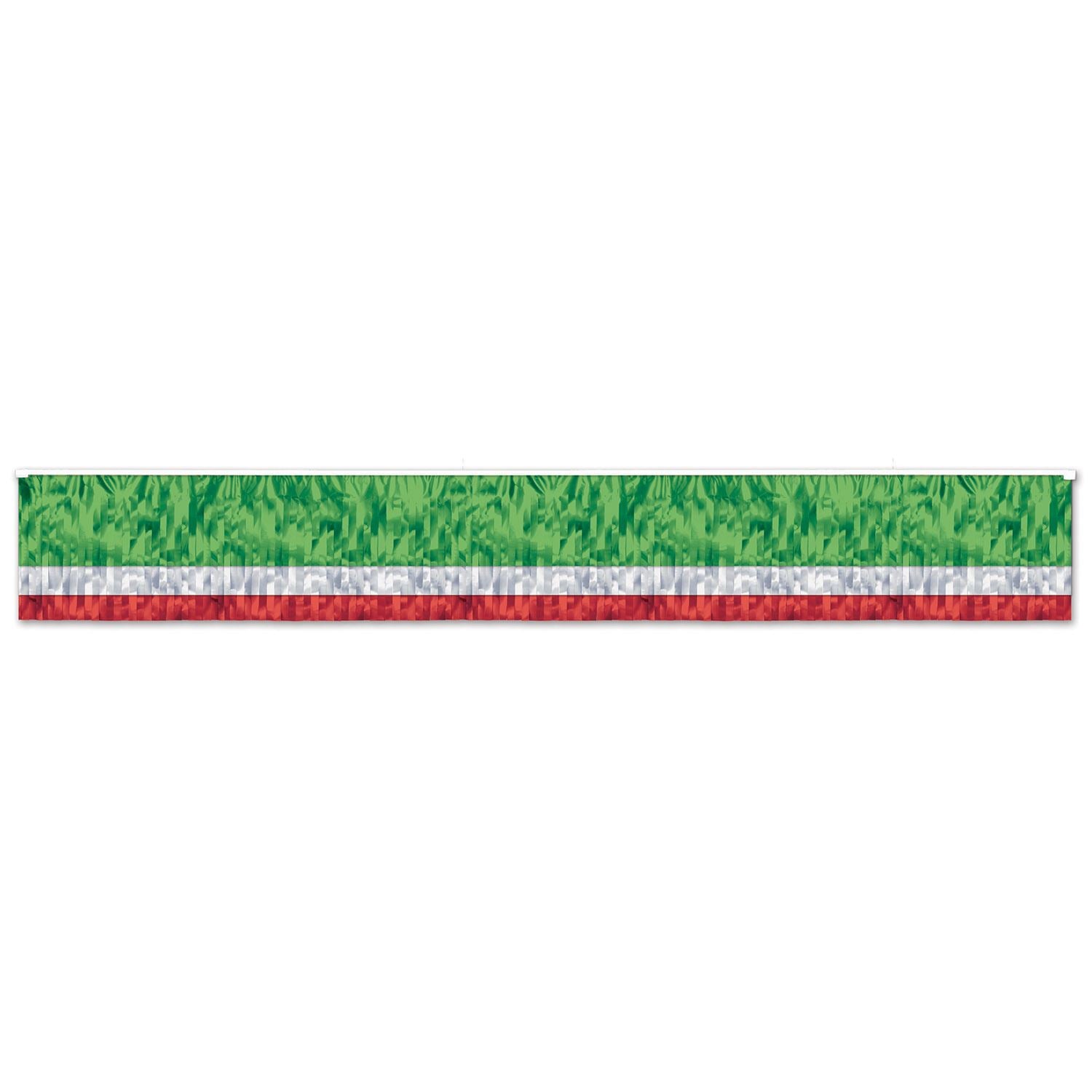 Beistle 3-Ply FR Metallic Fringe Drape (Red, White, & Green) - Fiesta/Cinco de