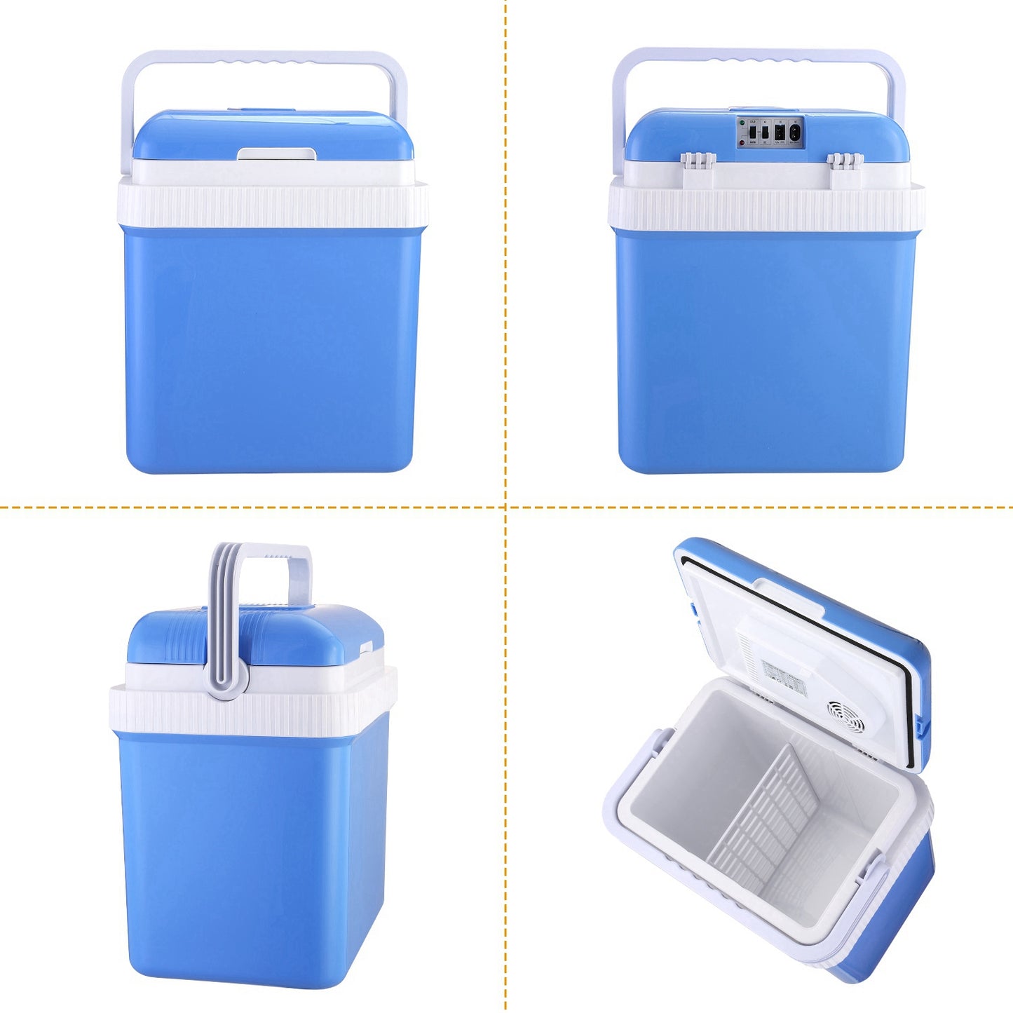 24L Portable Car Cooler 12V Car Refrigerator Travel Cooling Warmer Fridge Box