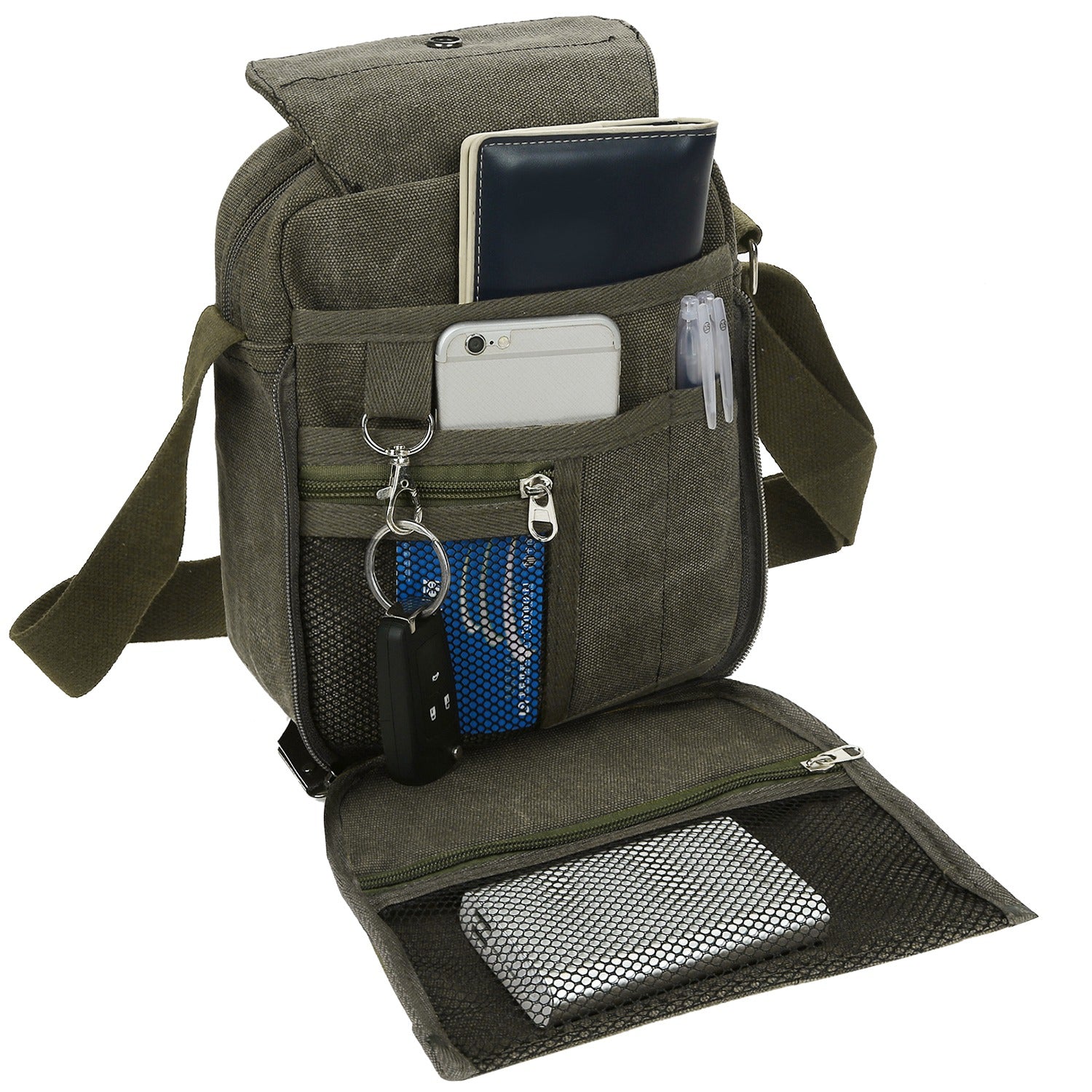 Unisex Crossbody Bags Canvas Phone Tablet PC Shoulder Bag Credit Card Key