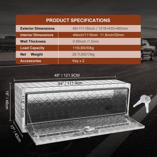 Underbody Truck Box Pickup Storage Box Heavy Duty Aluminum