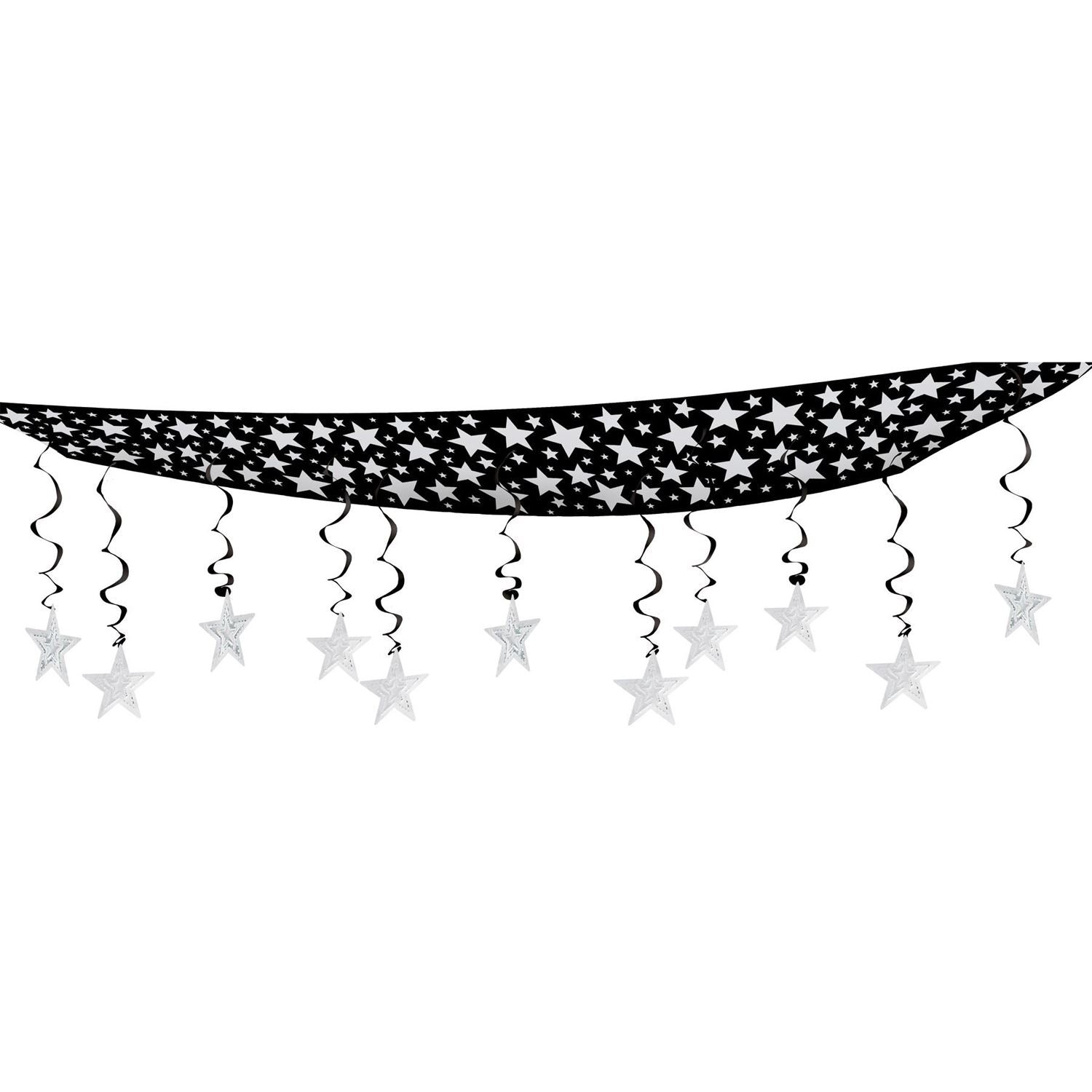 Beistle Black and Silver The Stars Are Out Ceiling Decoration - New Years