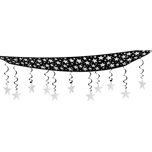 Beistle Black and Silver The Stars Are Out Ceiling Decoration - New Years