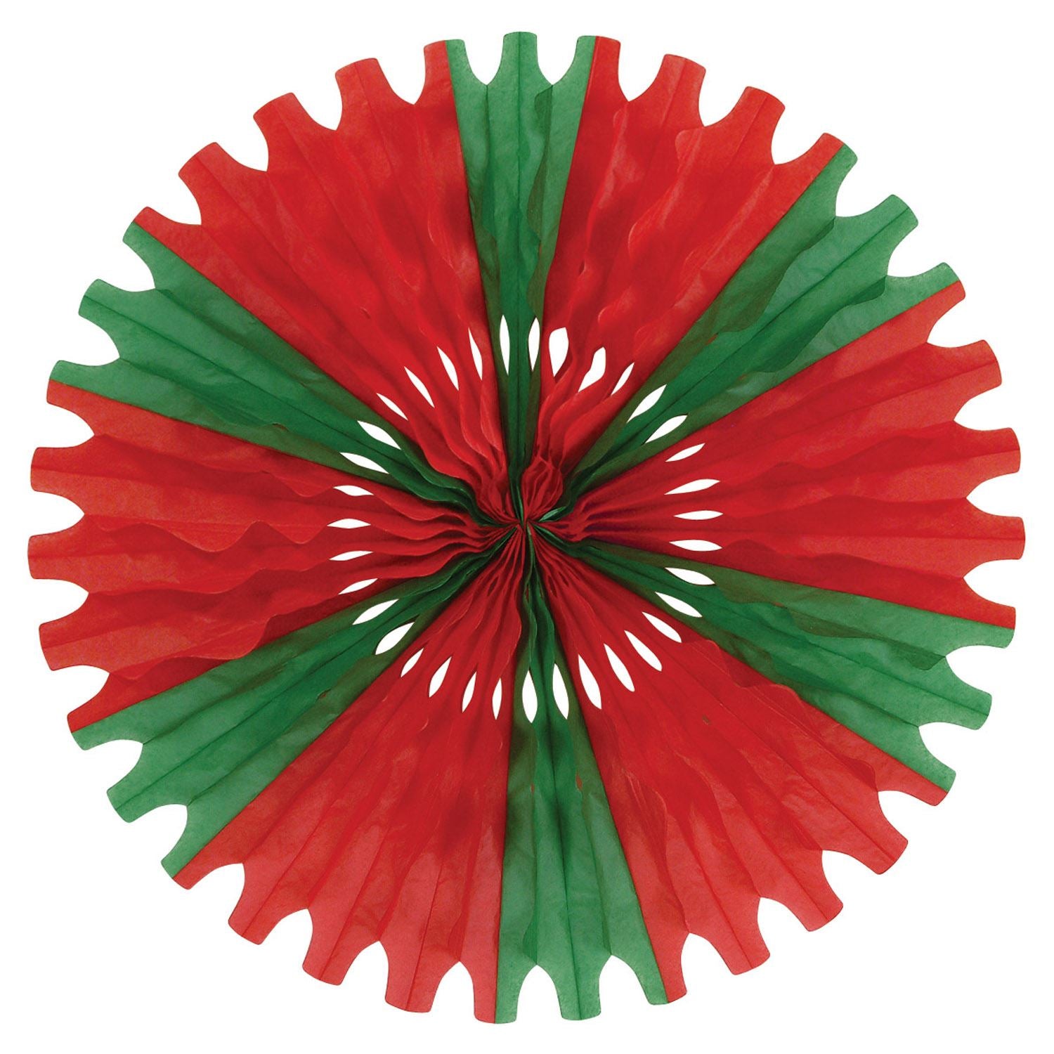 Beistle Red and Green Art-Tissue Fan - Christmas/Winter | Party Supply