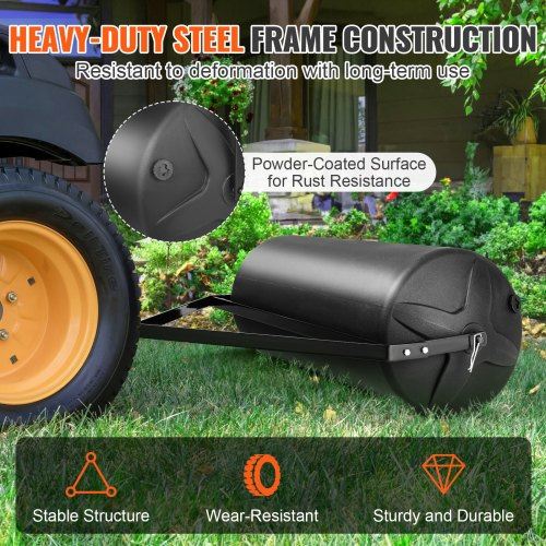 Tow Behind Lawn Roller 400lbs Sand/Water Filled Yard Roller LLDPE Drum