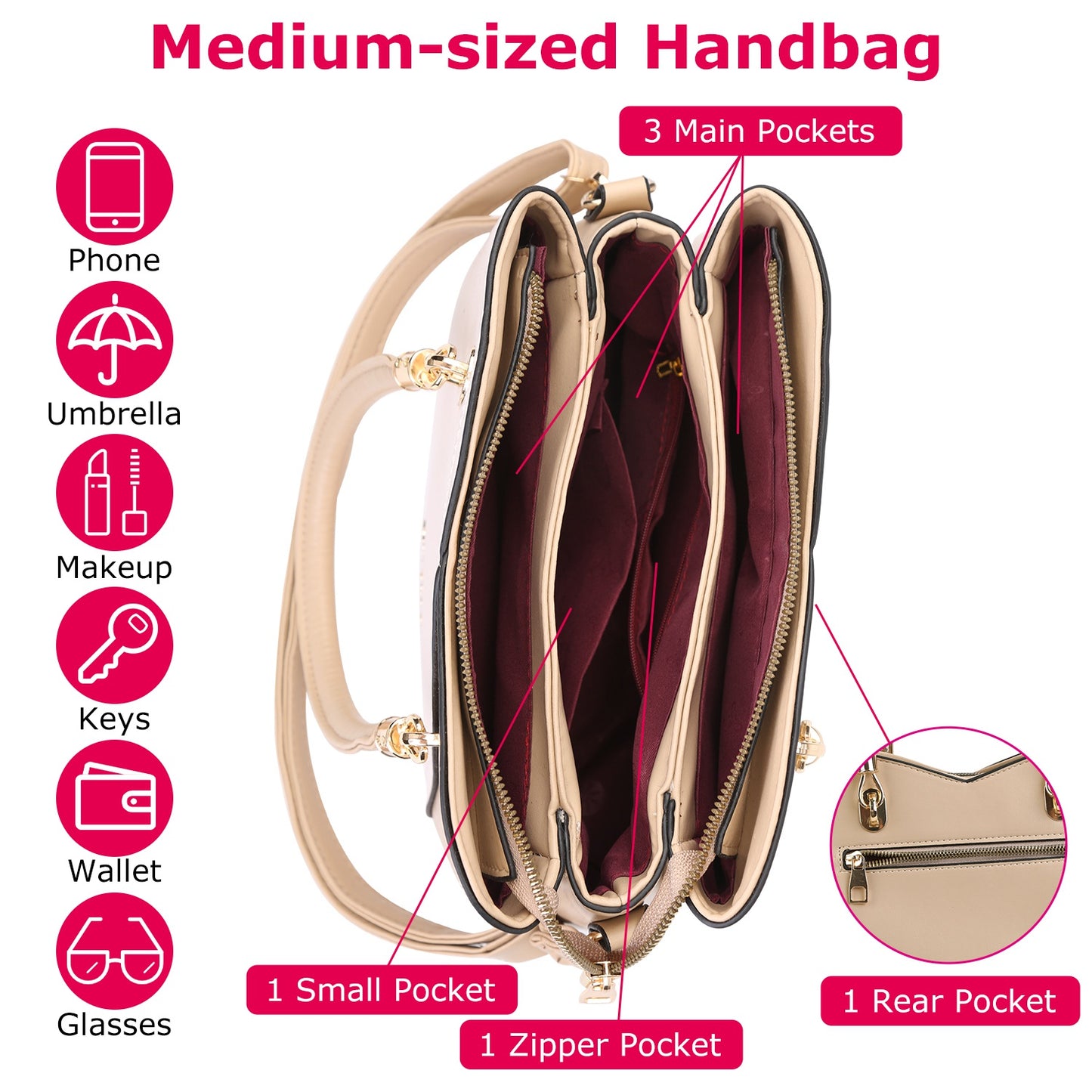 Women Handbags Chic Tote Bags for Ladies Medium-sized Leather Satchel Crossbody