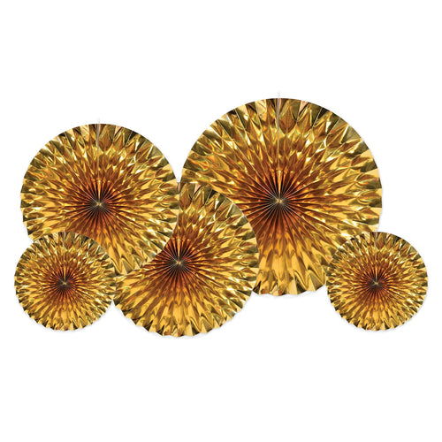 Beistle Metallic Fans - Gold - General Occasion | Party Supply | Decoration