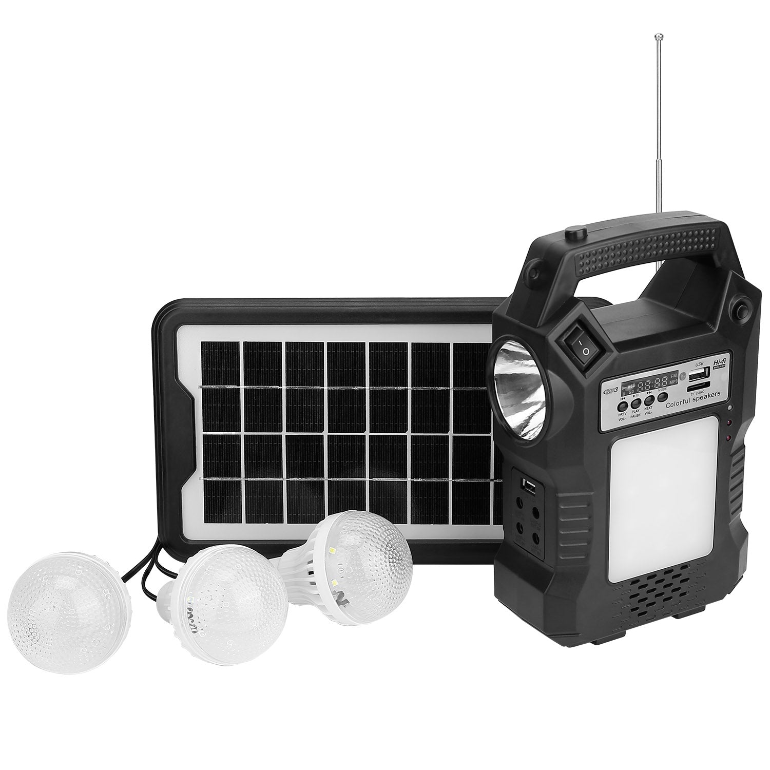 Portable Solar Power Station Rechargeable Backup Power Bank w/Flashlight 3