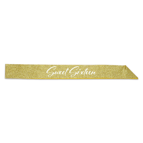 Beistle Sweet Sixteen Glittered Sash - Sweet 16 | Party Supply | Decoration