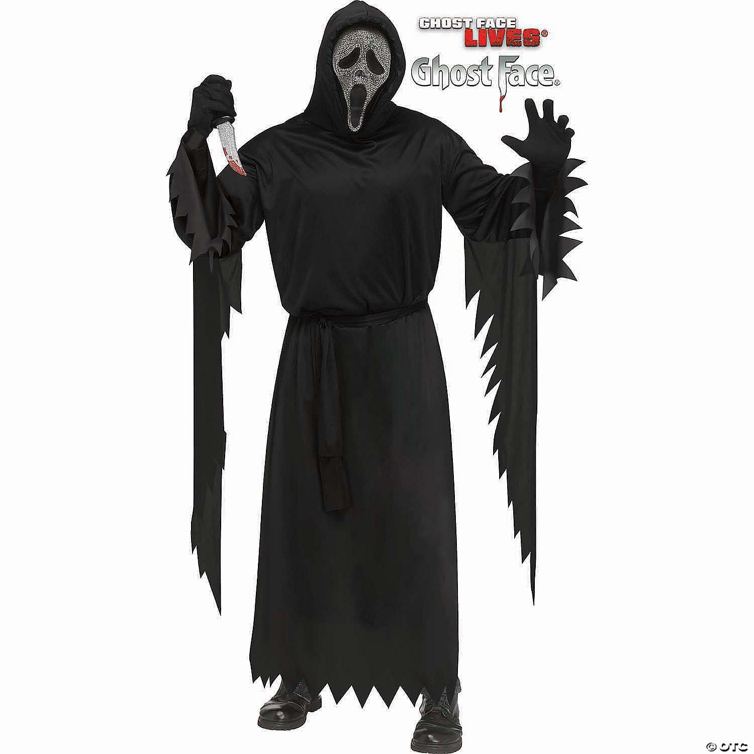 Adults Ghost Face Black Robe With Gun Powder Gray Mask Costume