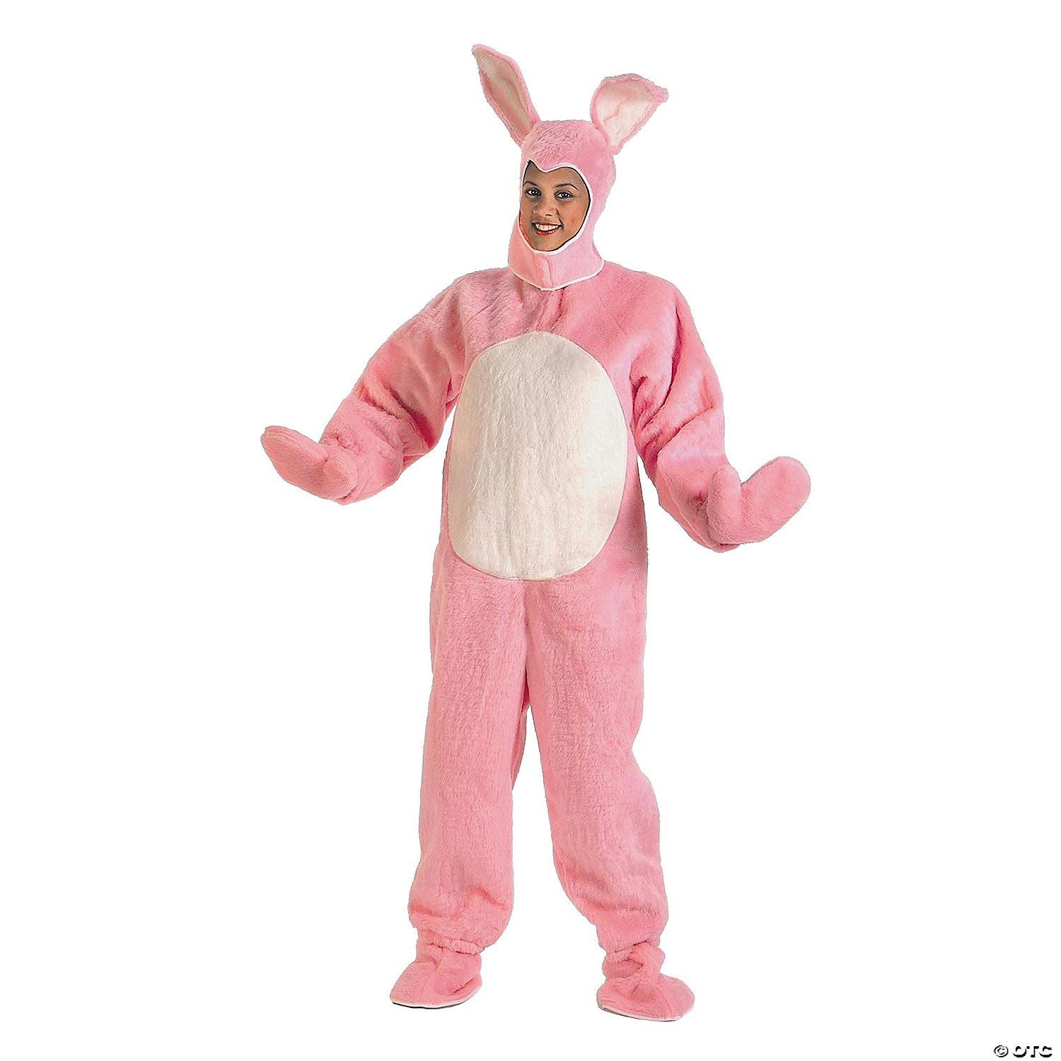 Mens | Adult Pink Easter Bunny Suit with Bunny Hood Costume - Large