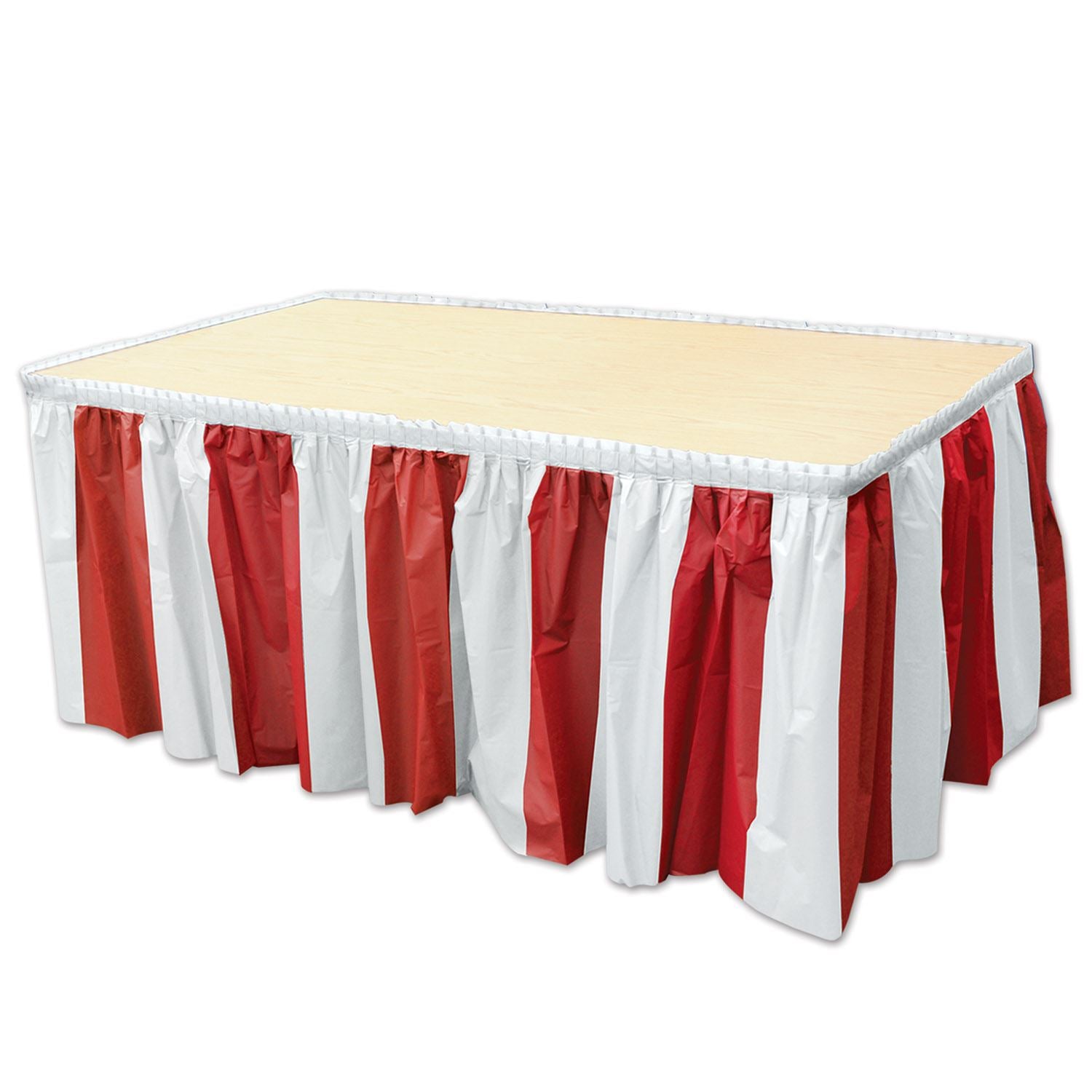 Beistle Red & White Stripes Table Skirting - Pirate | Party Supply